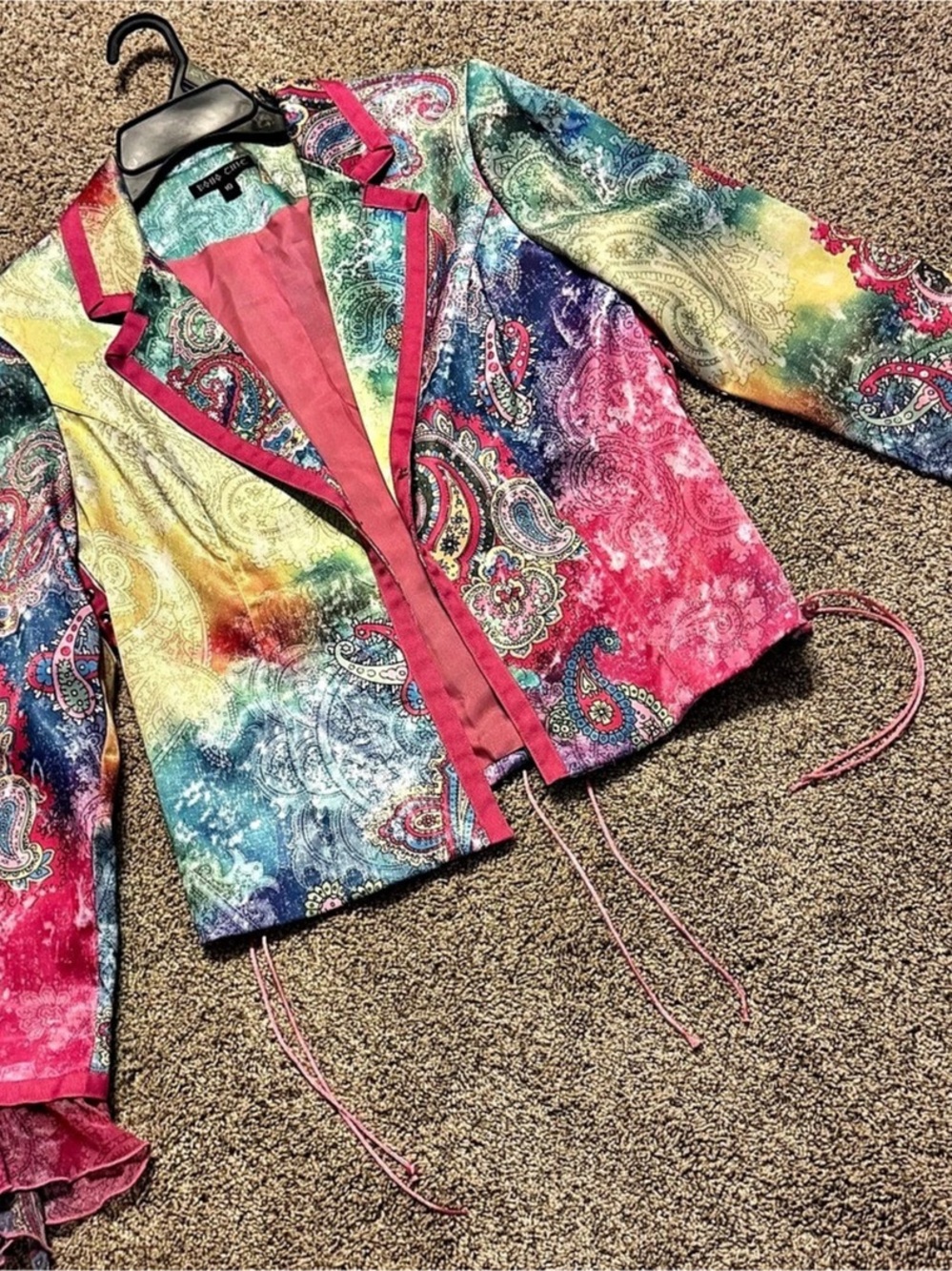 BOHO CHIC Paisley Lace-Up Jacket in Multicolor Size 10